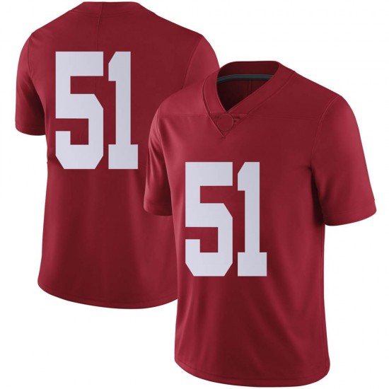 Alabama Crimson Tide Men's Tanner Bowles #51 No Name Crimson NCAA Nike Authentic Stitched College Football Jersey RL16G08EB